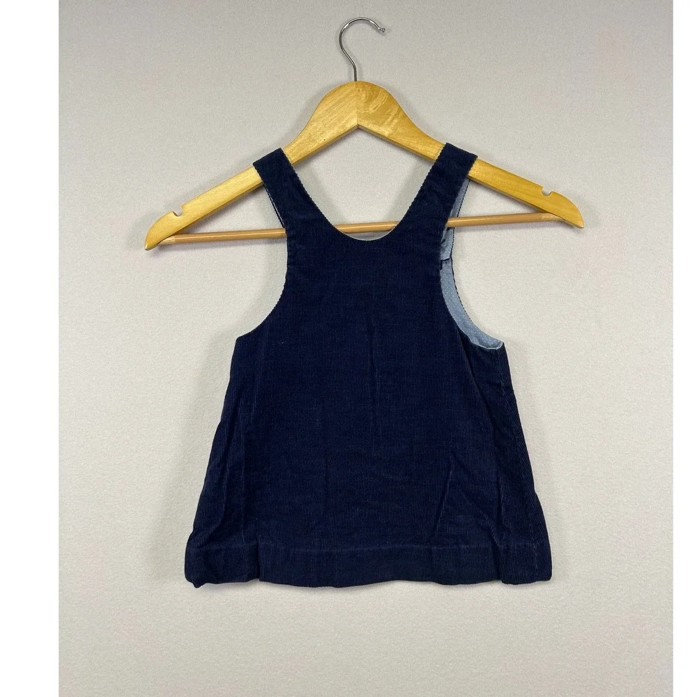 Vintage Humpty Dumpty Duds Baby Navy Corduroy‎ Teddy Bear Jumper Dress 12-18M